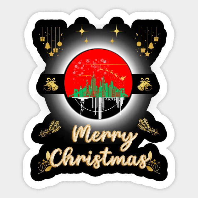 Golden Christmas in a Big City Sticker by Tee Trendz